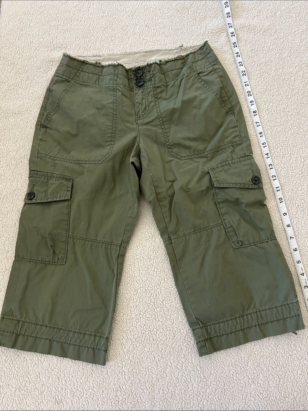 Olive Green Cargo Capris - Woman Pants